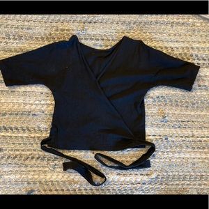Korinne Veder Sabine Wrap Top in Black